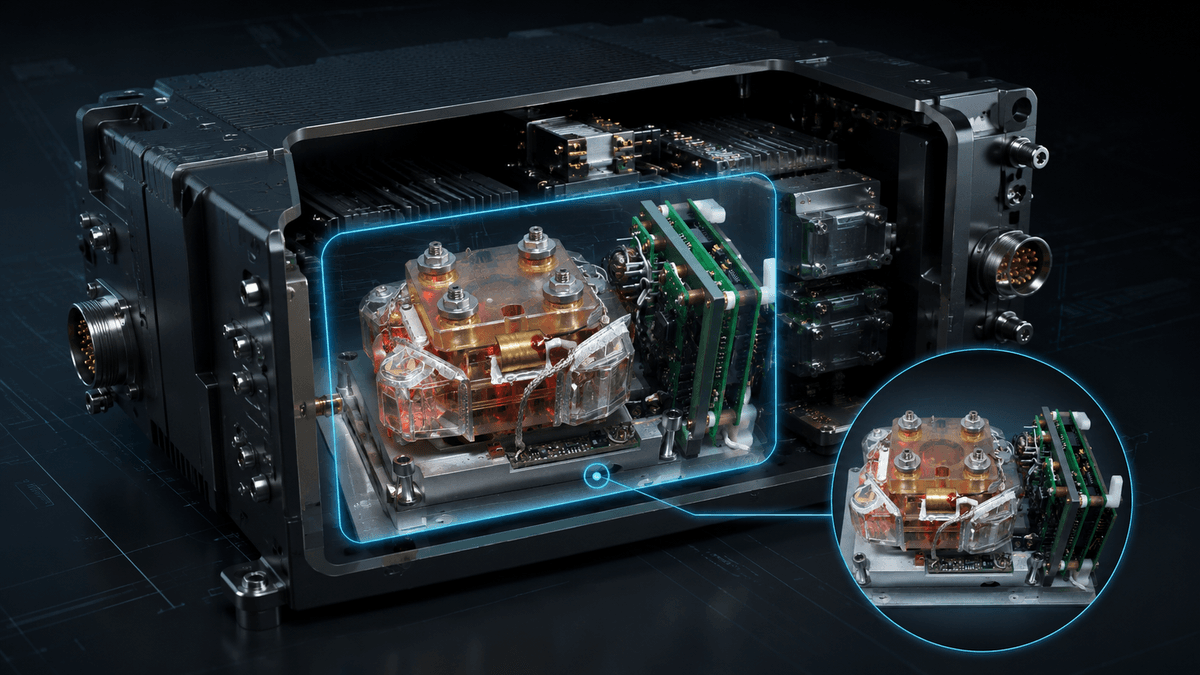 Navigation system assembly with precision internal modules. Representative navigation application visual.