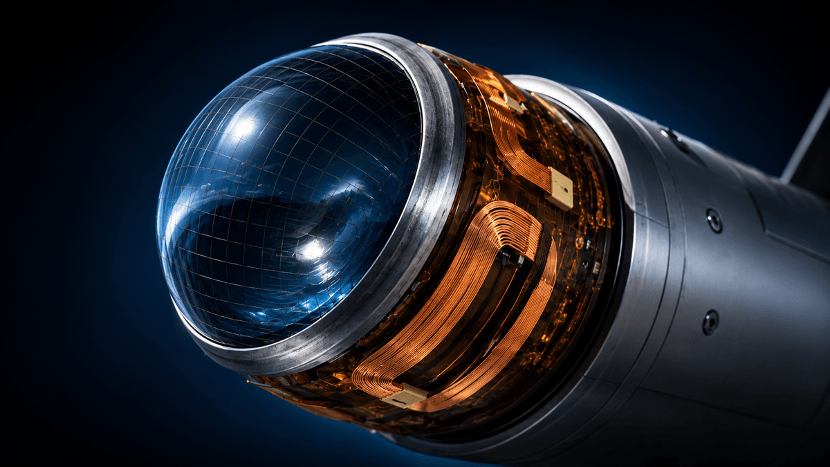 Guidance seeker head with optical dome and flex circuit integration. Representative guidance application visual.